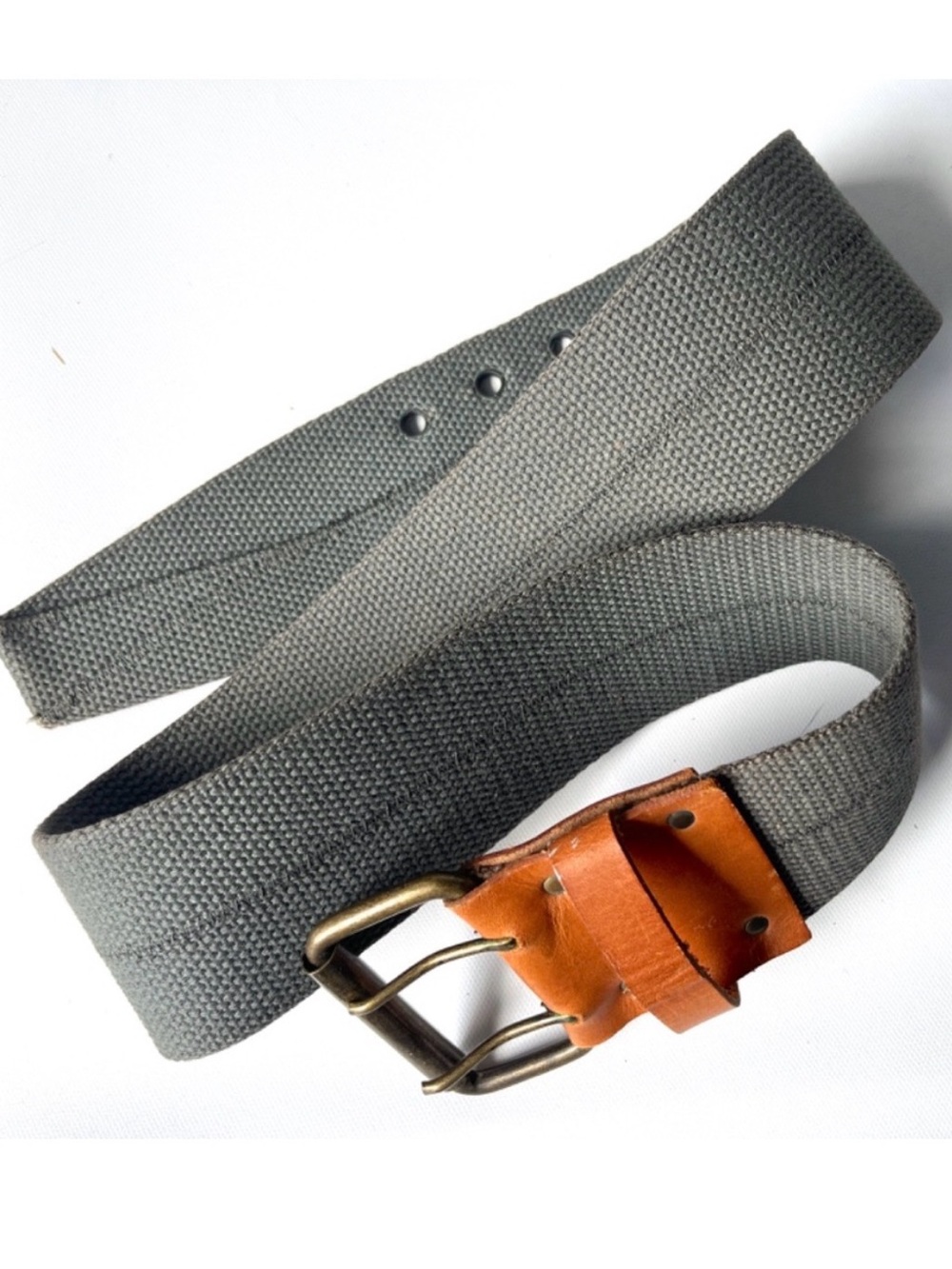Vintage Tacticle Cargo Army Military Style Unisex Belt Leather Canvas OD Green